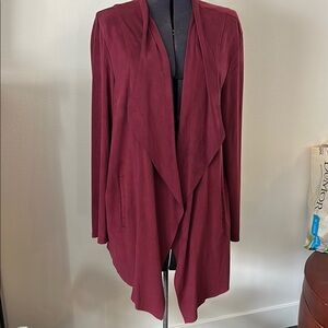 Jones Studio soft suede-like Burgundy Open Front Cardigan pockets! wrap size XL
